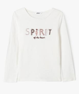 Tee-shirt manches longues en coton brodé à sequins fille vue1 - GEMO (ENFANT) - GEMO