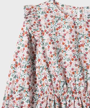 Robe manches longues volantées en toile de coton fleurie fille vue2 - GEMO (ENFANT) - GEMO