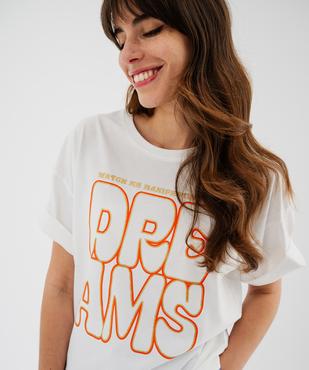 Tee-shirt manches courtes en jersey de coton imprimé femme vue2 - GEMO(FEMME PAP) - GEMO