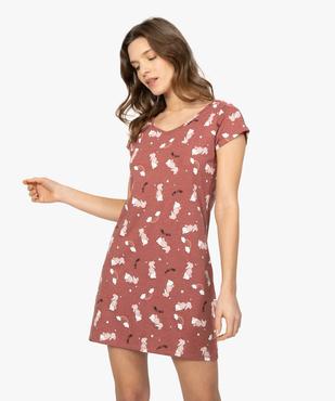 Chemise de nuit imprimée à manches courtes femme à motif all over fantaisie vue1 - GEMO 4G FEMME - GEMO