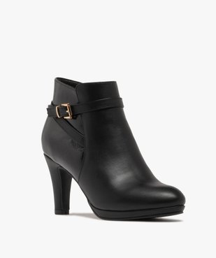 Bottines femme à talon fin avec détail vernis et à zip vue3 - GEMO(URBAIN) - GEMO