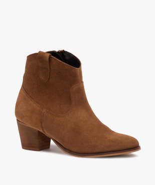Boots femme à talon dessus cuir uni style western vue2 - GEMO(URBAIN) - GEMO
