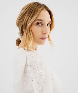 Tee-shirt manches courtes en broderie anglaise femme vue2 - GEMO 4G FEMME - GEMO