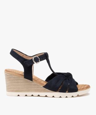 Sandales femme compensées à brides drapées en suédine vue1 - GEMO(URBAIN) - GEMO