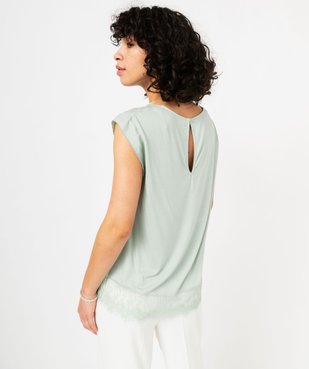 Tee-shirt sans manches multimatière à dentelle femme vue3 - GEMO 4G FEMME - GEMO
