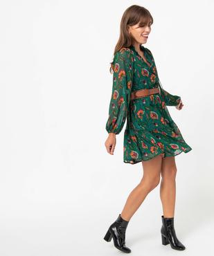 Robe femme imprimée à manches longues avec volants vue1 - GEMO(FEMME PAP) - GEMO