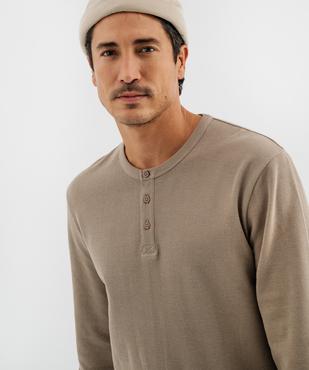 Tee-shirt manches longues avec col tunisien homme vue2 - GEMO 4G HOMME - GEMO