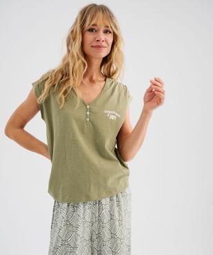 Haut de pyjama manches courtes à col V femme vue1 - GEMO 4G FEMME - GEMO