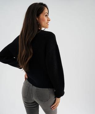 Gilet en grosse maille côtelée extensible avec boutons gravés femme vue4 - GEMO(FEMME PAP) - GEMO