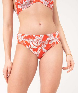 Bas de maillot de bain femme taille haute à motifs fleuris vue1 - GEMO 4G FEMME - GEMO