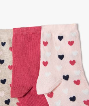 Chaussettes fille à motifs coeurs tige haute (lot de 5) vue2 - GEMO 4G FILLE - GEMO