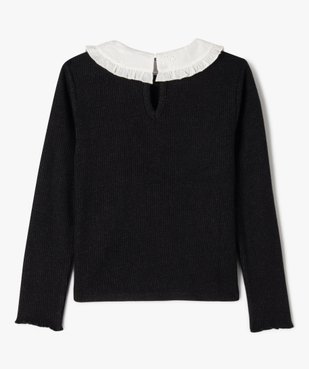 Pull en maille côtelée avec col Claudine brodé fille vue4 - GEMO (ENFANT) - GEMO