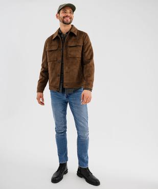 Jean straight en denim de coton stretch délavé homme vue5 - GEMO 4G HOMME - GEMO