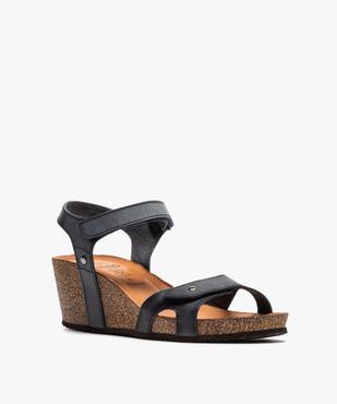 Sandales femme à talon compensé et fines brides scratch vue2 - GEMO(URBAIN) - GEMO