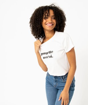 Tee-shirt à manches courtes avec message femme vue2 - GEMO(FEMME PAP) - GEMO