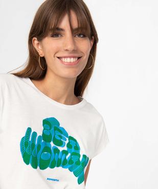 Tee-shirt femme loose à manches courtes et motif 70's vue2 - GEMO 4G FEMME - GEMO