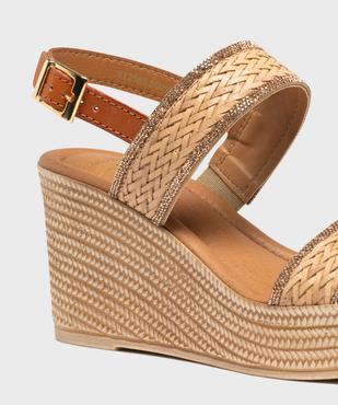 Sandales femme à talon compensé et brides effet tissé avec paillettes vue13 - VALENTINA BALDA - GEMO