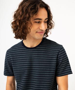 Tee-shirt à manches courtes en maille texturée à rayures homme vue2 - GEMO