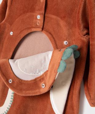 Pyjama en velours ouvert devant motif dinosaure bébé garçon vue3 - GEMO 4G BEBE - GEMO