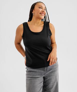 Débardeur en coton stretch uni avec finition festonnée femme grande taille vue2 - GEMO (G TAILLE) - GEMO
