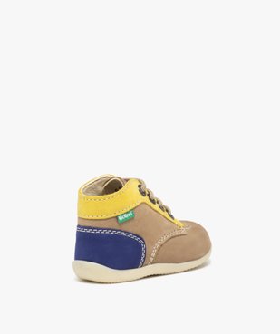 Chaussures premiers pas bébé garçon en cuir tricolores - Kickers vue4 - KICKERS - GEMO