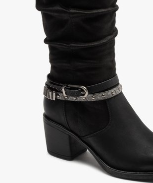 Bottes femme unies à talon large et brides fantaisie vue6 - GEMO(URBAIN) - GEMO