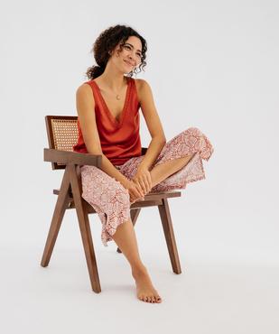 Haut de pyjama en satin avec finitions dentelle femme vue1 - GEMO 4G FEMME - GEMO