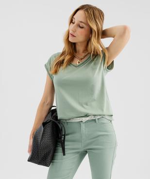 Tee-shirt à manches courtes avec finitions scintillantes femme vue1 - GEMO 4G FEMME - GEMO