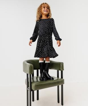 Robe courte à manches longues en maille texturée extensible fille vue1 - GEMO (ENFANT) - GEMO
