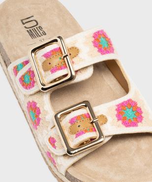 Mules double bride en textile à motifs fleuris avec semelle plateforme femme - 5 Miles vue6 - 5 MILES - GEMO