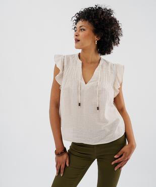 Blouse manches courtes à rayures en gaze de coton femme vue1 - GEMO(FEMME PAP) - GEMO