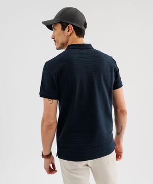 Polo manches courtes à rayures texturées homme vue3 - GEMO (HOMME) - GEMO
