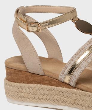 Sandales compensées à semelle plateforme en corde et détails bijoux dorés femme vue6 - VALENTINA BALDA - GEMO