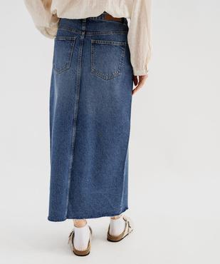 Jupe en jean longue et fendue avec ceinture à nouer femme vue4 - GEMO 4G FEMME - GEMO