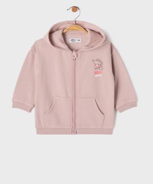 Sweat zippé à capuche en molleton doux imprimé bébé fille - Les Produits Malins vue1 - GEMO 4G BEBE - GEMO