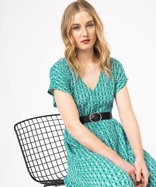 Robe longue taille empire en maille froissée extensible femme vue1 - GEMO 4G FEMME - GEMO
