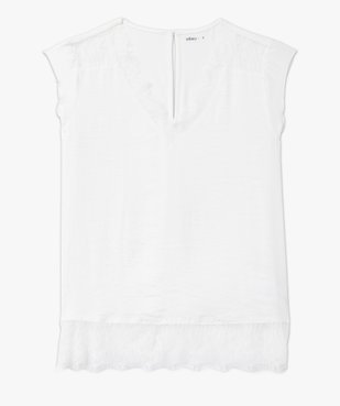 Tee-shirt sans manches multimatière à dentelle femme vue5 - GEMO 4G FEMME - GEMO