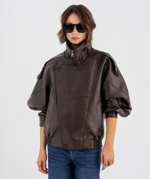 Blouson en cuir imitation femme vue2 - GEMO(FEMME PAP) - GEMO
