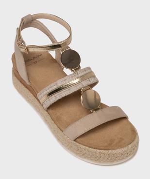 Sandales compensées à semelle plateforme en corde et détails bijoux dorés femme vue5 - VALENTINA BALDA - GEMO