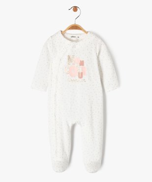 Pyjama en velours avec touches pailletées bébé fille vue1 - GEMO 4G BEBE - GEMO