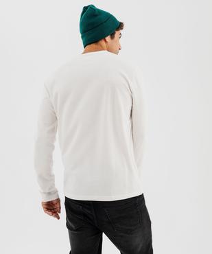Tee-shirt manches longues en coton piqué avec col tunisien homme vue3 - GEMO 4G HOMME - GEMO