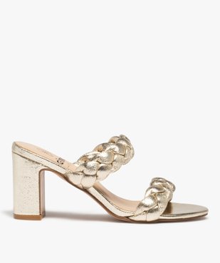 Mules femme à talon carré et larges brides tressées vue2 - GEMO(URBAIN) - GEMO