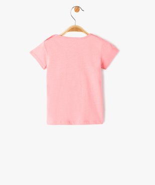 Tee-shirt bébé fille avec manches courtes et message pailleté vue3 - GEMO(BEBE DEBT) - GEMO