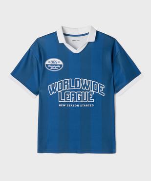 Tee-shirt manches courtes en mesh façon maillot de foot à col polo V garçon vue1 - GEMO (JUNIOR) - GEMO