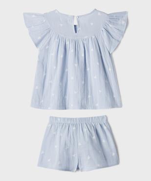 Pyjashort en gaze de coton à manches volantées fille - LuluCastagnette vue3 - LULUCASTAGNETTE - GEMO