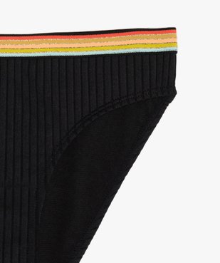 Slip de bain fille en matière côtelée avec ceinture multicolore vue2 - GEMO (JUNIOR) - GEMO