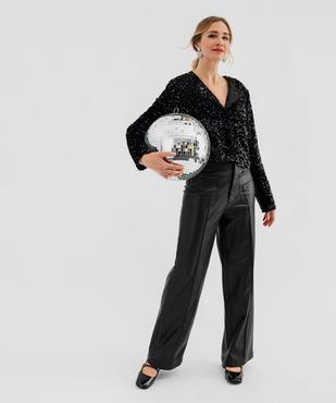 Pantalon flare en cuir imitation femme vue4 - GEMO(FEMME PAP) - GEMO