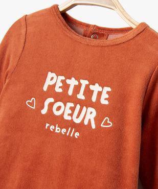 Pyjama en velours bébé avec message sur le buste vue2 - GEMO(BB COUCHE) - GEMO