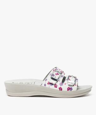 Mules femme confort 2 brides fleuries à boucles - Cloggy vue1 - CLOGGY - GEMO