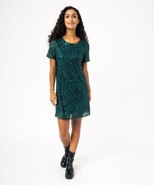 Robe de soirée à manches courtes avec sequins femme vue2 - GEMO(FEMME PAP) - GEMO